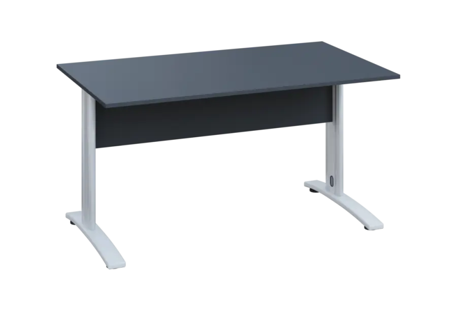 EPK 28 - 14 stůl kancelářský, kovová podnož bílá, deska 25 mm, široký 1400 mm, antracit